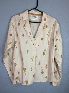 REI Cooperative Shirt Mens XS White Graphic Print Cotton Button Up Casual